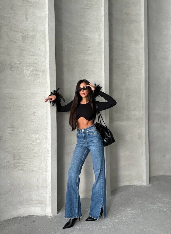 Wide Leg Jean Paça Detaylı